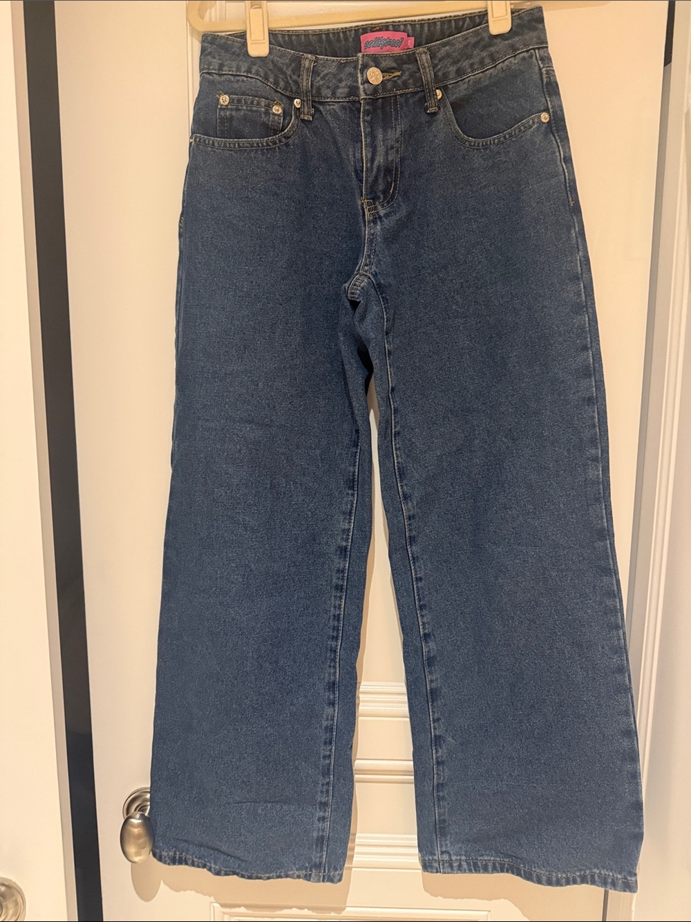Edikted Wide-Leg Jeans in Dark Blue Denim